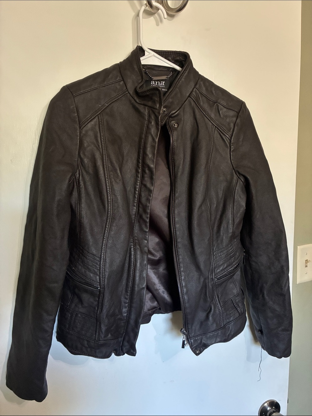 a.n.a Black Faux Leather Bomber Jacket for women
